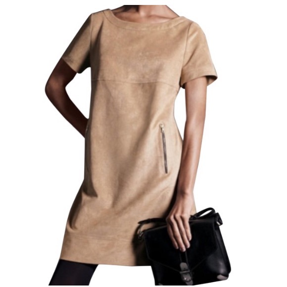 Phoebe Couture Dresses & Skirts - PHOEBE COUTURE nude suede-like shift dress